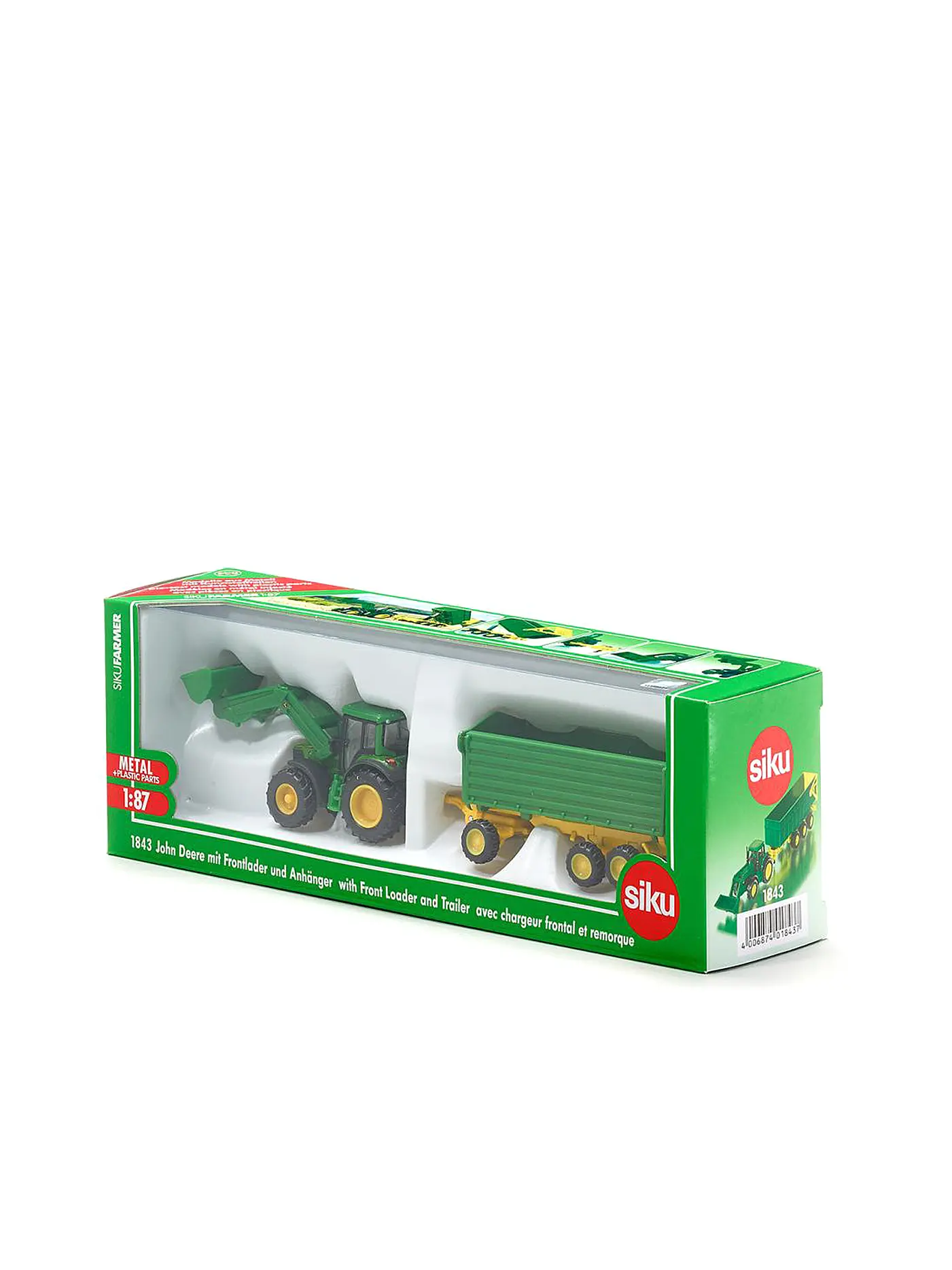 SIKU | John Deere mit Frontlader und Anhänger | 